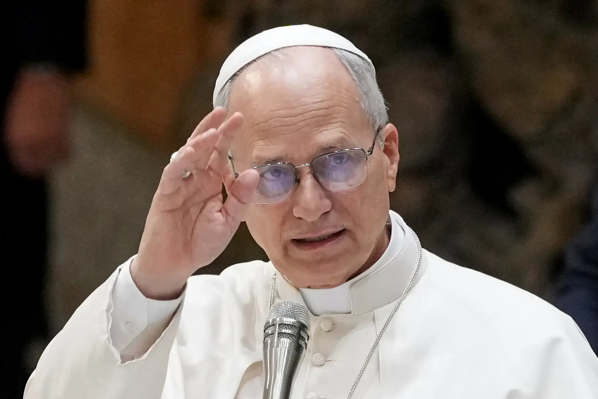 Pope meets families